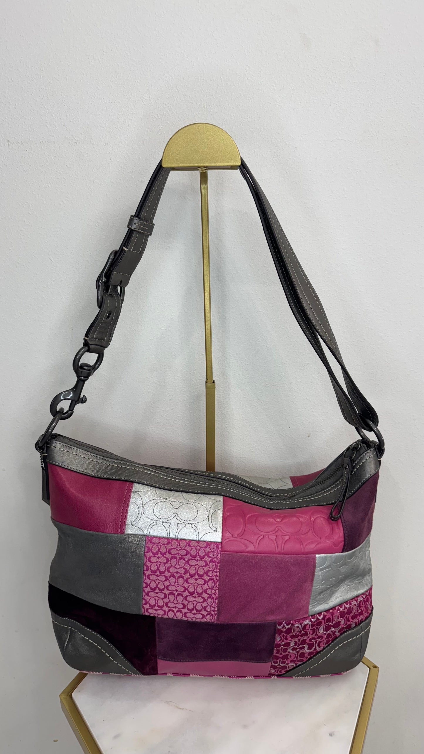 Coach Vintage Y2K Pink Purple Patchwork Shoulder Bag
