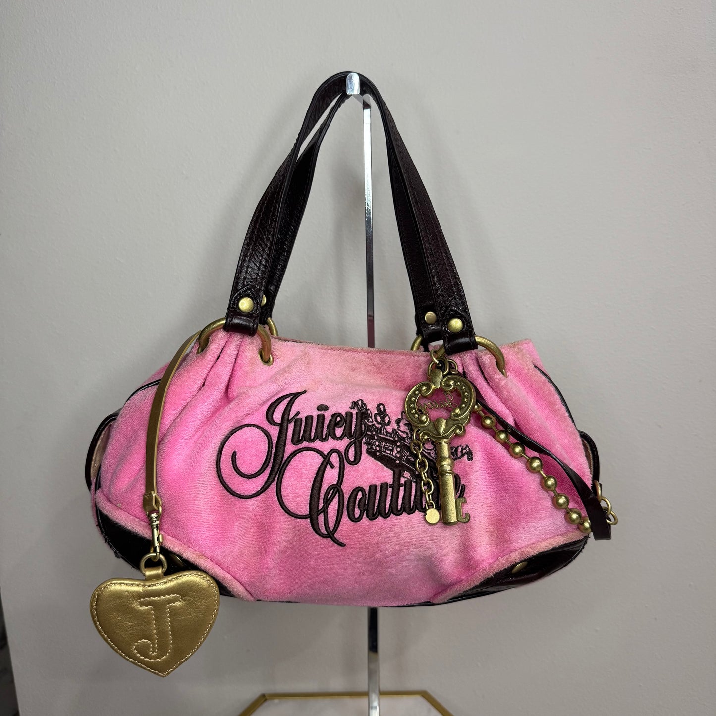 RARE Vintage Pink Juicy Couture Satchel Key Charm Bag
