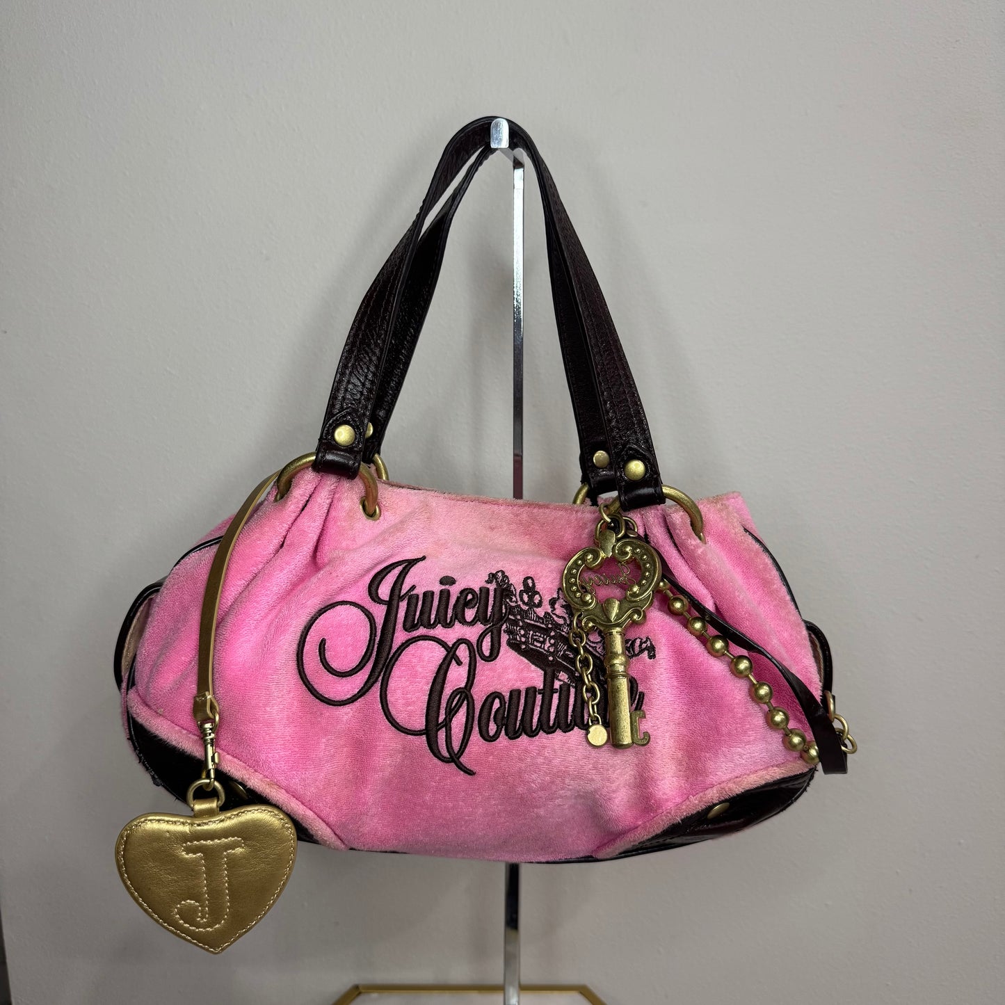 RARE Vintage Pink Juicy Couture Satchel Key Charm Bag
