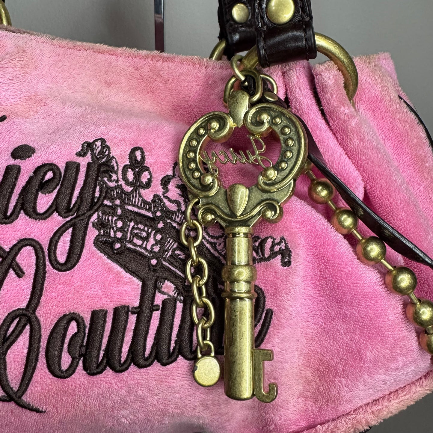 RARE Vintage Pink Juicy Couture Satchel Key Charm Bag