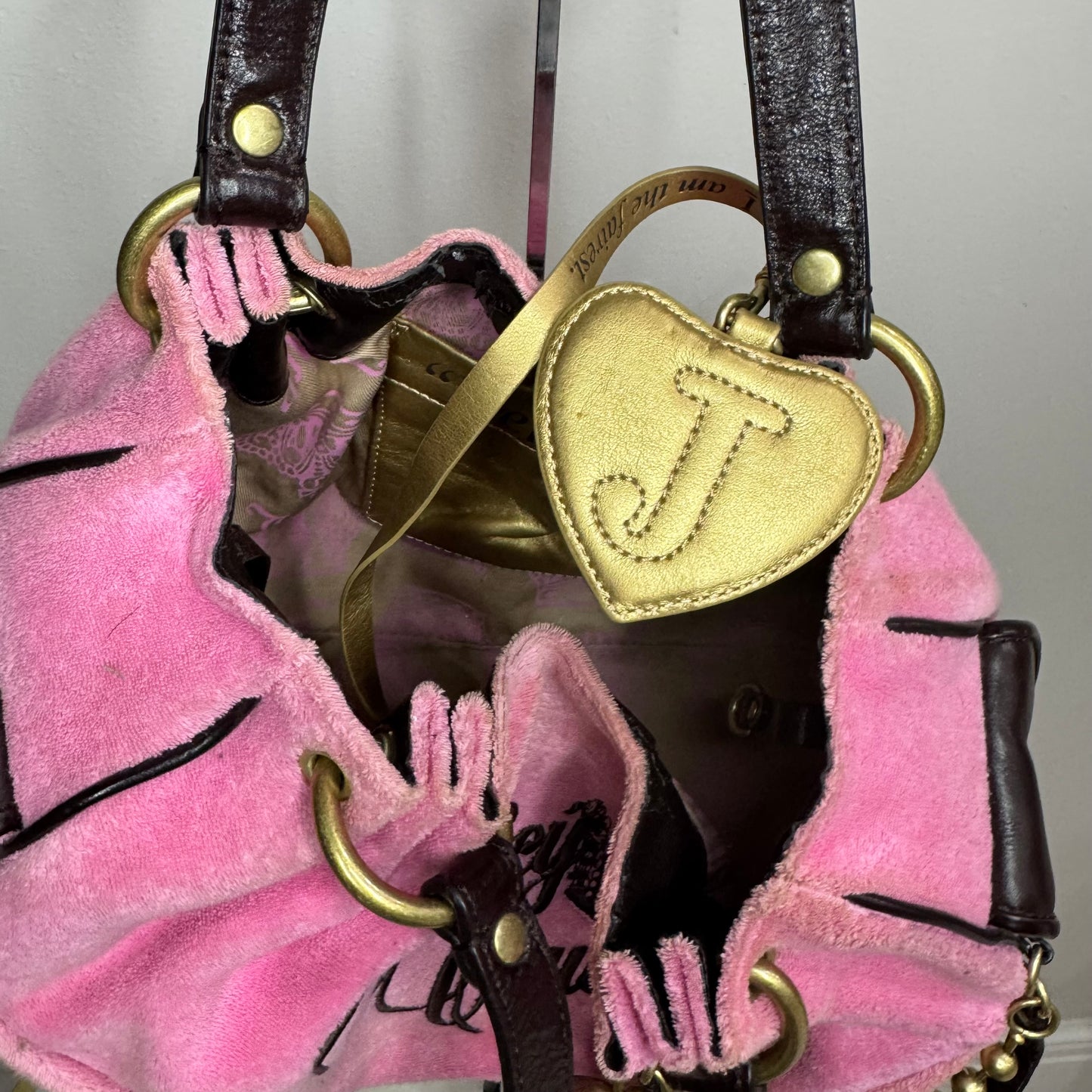 RARE Vintage Pink Juicy Couture Satchel Key Charm Bag