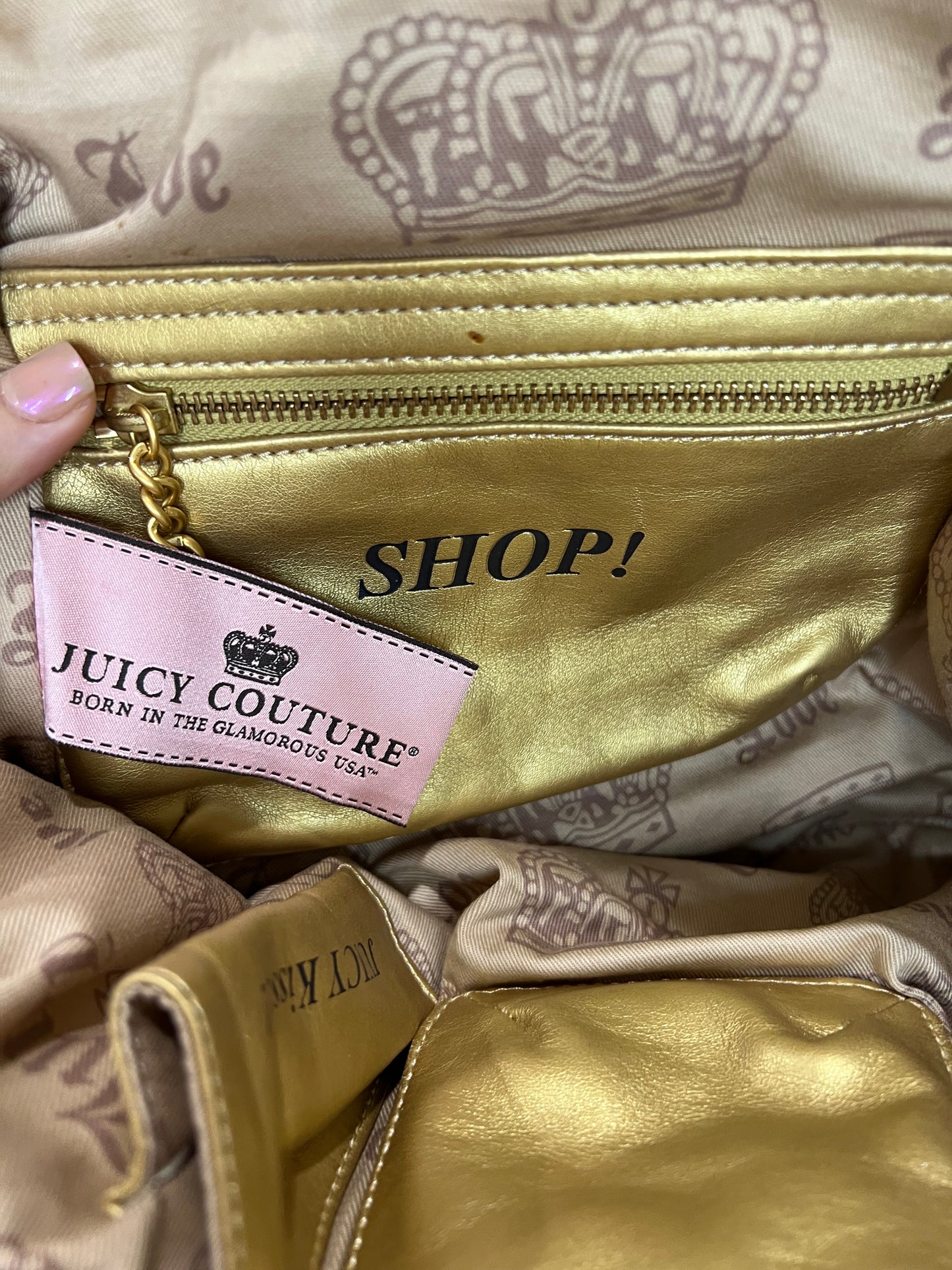 Vintage Juicy Couture Brown and White Satchel Bag