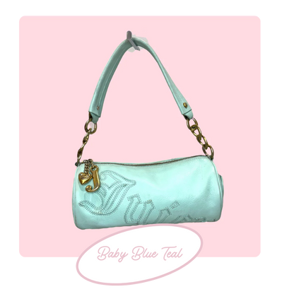 Vintage Baby Blue Teal Juicy Couture Barrel Bag