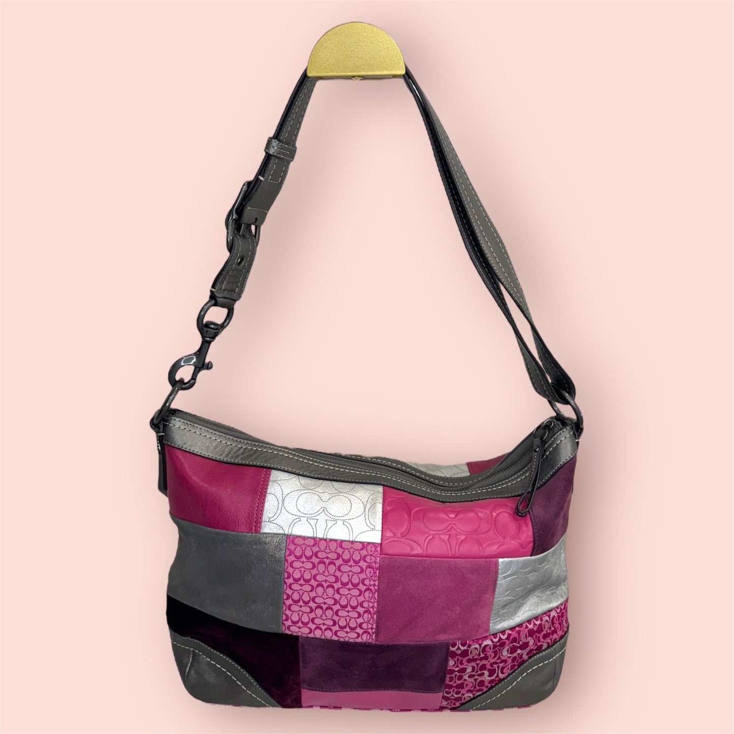 Coach Vintage Y2K Pink Purple Patchwork Shoulder Bag
