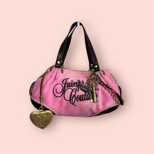 RARE Vintage Pink Juicy Couture Satchel Key Charm Bag