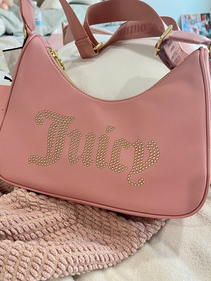 NWT Juicy Couture Bedazzled Pink Baguette Bag