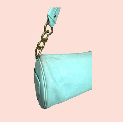 Vintage Baby Blue Teal Juicy Couture Barrel Bag