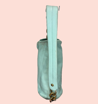 Vintage Baby Blue Teal Juicy Couture Barrel Bag