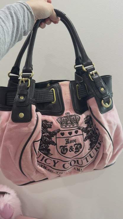 Rare Vintage Juicy Couture Pink Brown Scottie Hobo Bag