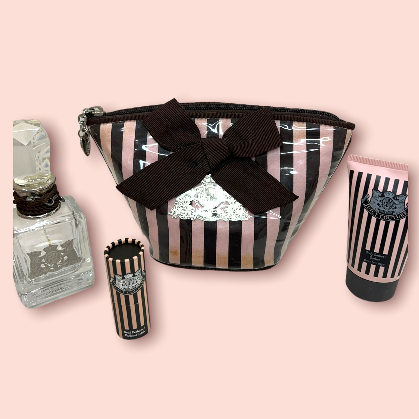 Juicy Couture Vintage Striped Makeup Pouch