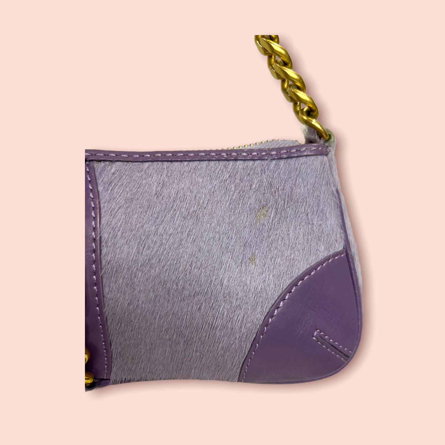 Juicy Couture Vintage Purple Cowhide Hair Baguette Bag