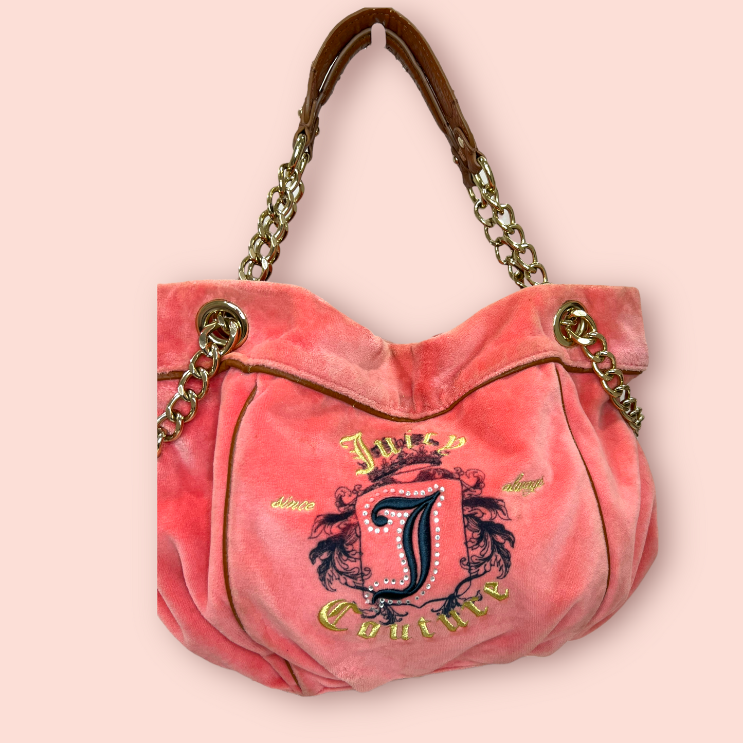 Juicy Couture Vintage Pink/Salmon Velour Hobo Bag