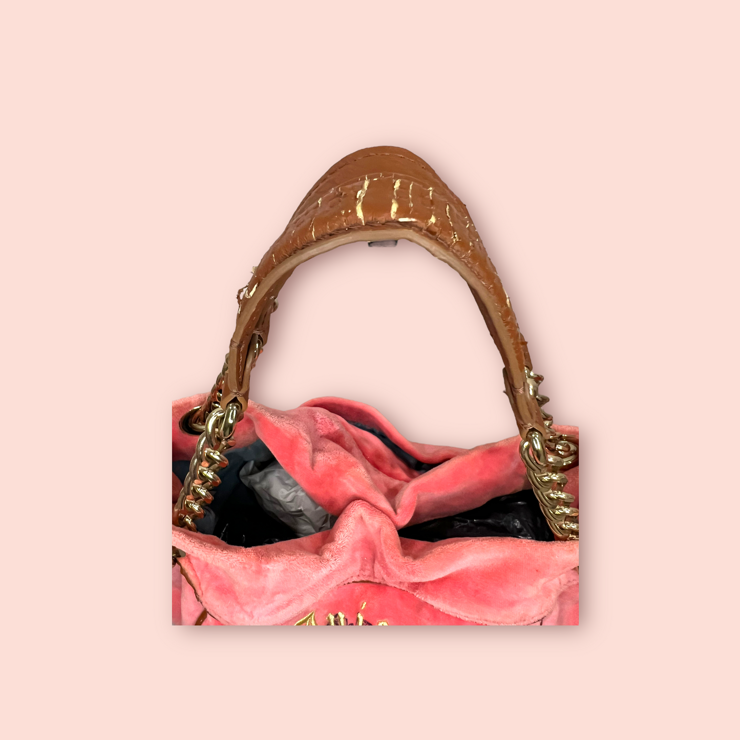 Juicy Couture Vintage Pink/Salmon Velour Hobo Bag