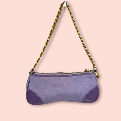 Juicy Couture Vintage Purple Cowhide Hair Baguette Bag