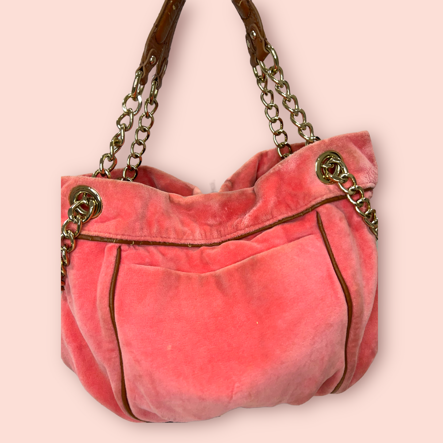 Juicy Couture Vintage Pink/Salmon Velour Hobo Bag