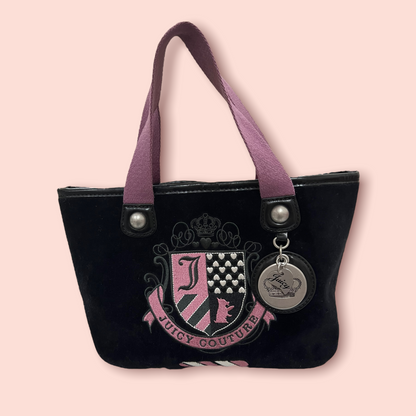 Juicy Couture Vintage Black and Pink Mini Tote